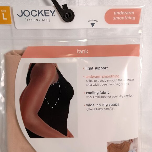 Jockey Underarm Smoothing Cooling Tank Nude XL NWT Wide Straps Light Support - Picture 2 of 6